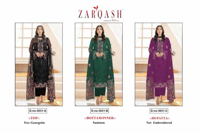 Z 3031 By Zarqash Heavy Georgette Pakistani Suits Wholesale Clothing Suppliers In India